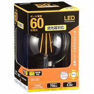 オーム電機 LDG5L/DC6 06-3498 LEDフィラメントタイプボール球 E26 60形相当 電球色 調光器対応（ご注文単位1袋）【直送品】