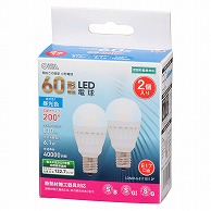 オーム電機 LDA6D-G-E17IS512P 06-4721 LED電球 小形 E17 60形相当 昼光色 2個入（ご注文単位1袋）【直送品】