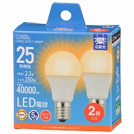 オーム電機 LDA2L-G-E17AG62P 06-5536 LED電球小形E17 25形相当 電球色 2個入（ご注文単位1袋）【直送品】