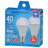オーム電機 LDA4D-G-E17AG62P 06-5544 LED電球小形E17 40形相当 昼光色 2個入（ご注文単位1袋）【直送品】