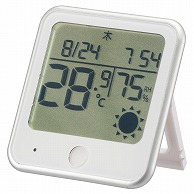 オーム電機 TEM-300B-W 08-1551 温湿度計 インフルエンザ熱中症注意機能付き（ご注文単位1袋）【直送品】