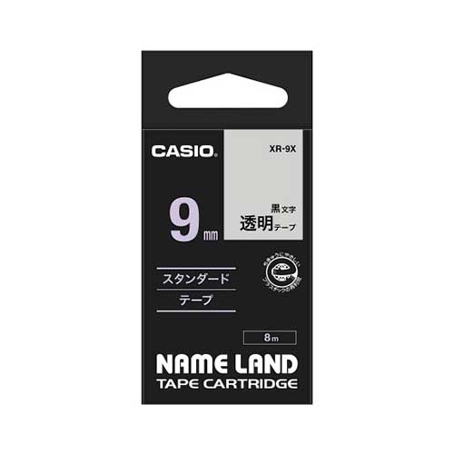 カシオ 透明テープ NAME LAND（ネームランド） 透明 XR-9X ［黒文字 /9mm幅］ XR9X 1個（ご注文単位1個）【直送品】