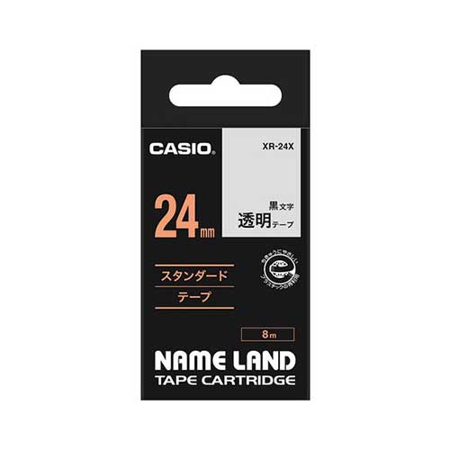 カシオ 透明テープ NAME LAND（ネームランド） 透明 XR-24X ［黒文字 /24mm幅］ XR24X 1個（ご注文単位1個）【直送品】