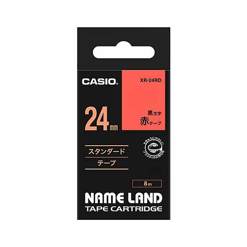カシオ スタンダードテープ NAME LAND（ネームランド） 赤 XR-24RD ［黒文字 /24mm幅］ XR24RD 1個（ご注文単位1個）【直送品】