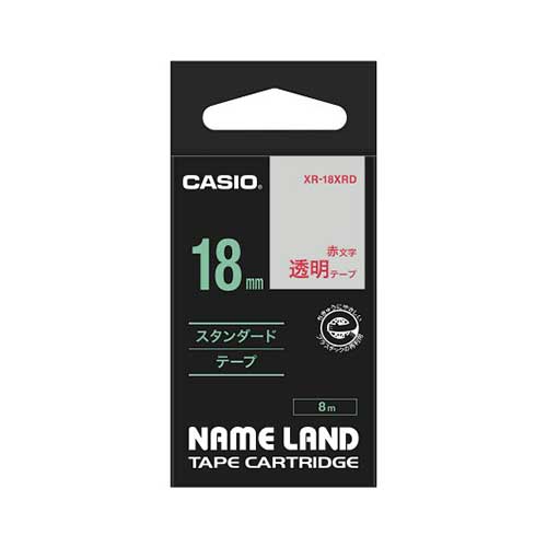 カシオ 透明テープ NAME LAND（ネームランド） 透明 XR-18XRD ［赤文字 /15mm幅］ XR18XRD 1個（ご注文単位1個）【直送品】