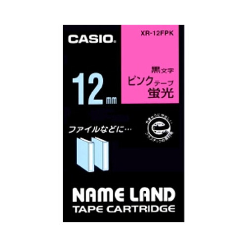 カシオ 蛍光色テープ NAME LAND（ネームランド） 蛍光ピンク XR-12FPK ［黒文字 /12mm幅］ XR12FPK 1個（ご注文単位1個）【直送品】