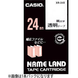 カシオ スタンダードテープ NAME LAND（ネームランド） 透明 XR-24X-5P-E ［黒文字 /24mm幅］ XR24X5PE 1個（ご注文単位1個）【直送品】
