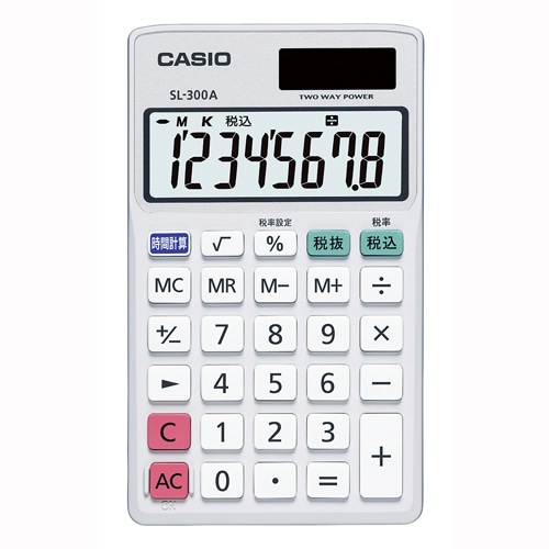 カシオ 手帳型電卓   SL-300A-N ［8桁 /W税率非対応］ SL300AN 1個（ご注文単位1個）【直送品】