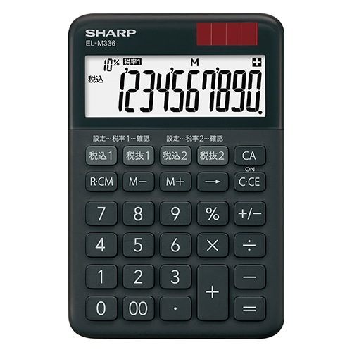 シャープ ミニナイスサイズ電卓  ブラック系 EL-M336-BX ［10桁 /W税率対応］ ELM336BX 1個（ご注文単位1個）【直送品】