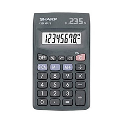 シャープ ハンディタイプ電卓   EL-235S-X ［8桁 /W税率非対応］ EL235SX 1個（ご注文単位1個）【直送品】