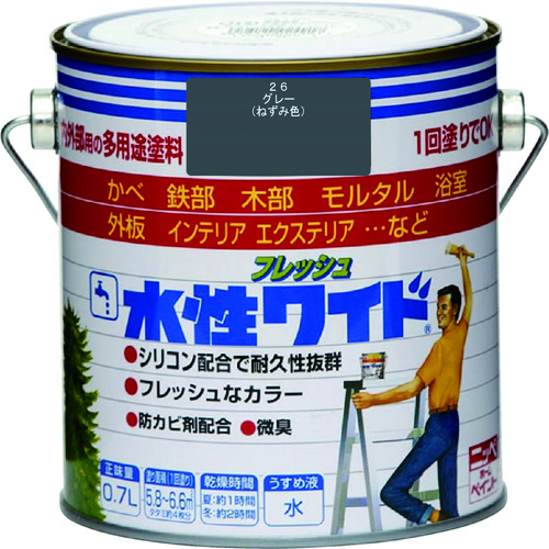 >トラスコ中山 ニッぺ 水性フレッシュワイド 0.7L グレー HTA111－0.7 827-9447  (ご注文単位1缶) 【直送品】