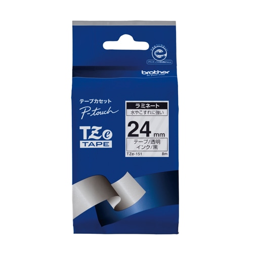 ブラザー 【ブラザー純正】ピータッチ ラミネートテープ TZe-151 幅24mm (黒文字/透明) TZe TAPE 透明 TZe-151 ［黒文字 /24mm幅］ TZE151 1個（ご注文単位1個）【直送品】