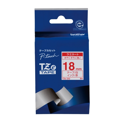 ブラザー 【ブラザー純正】ピータッチ ラミネートテープ TZe-242 幅18mm (赤文字/白) TZe TAPE 白 TZe-242 ［赤文字 /18mm幅］ TZE242 1個（ご注文単位1個）【直送品】