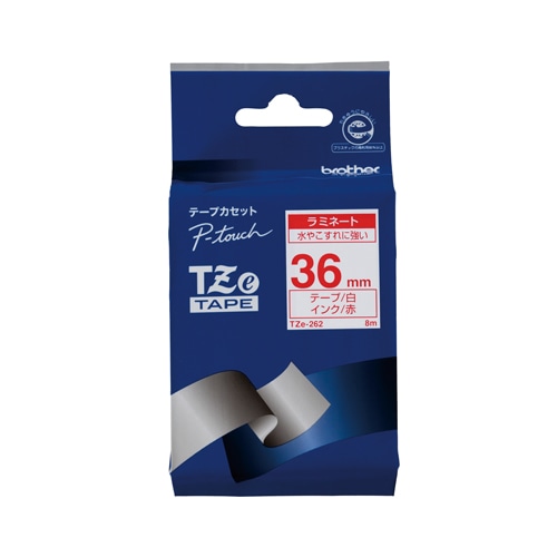 ブラザー 【ブラザー純正】ピータッチ ラミネートテープ TZe-262 幅36mm (赤文字/白) TZe TAPE 透明 TZe-262 ［赤文字 /36mm幅］ TZE262 1個（ご注文単位1個）【直送品】
