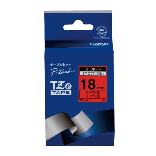 ブラザー 【ブラザー純正】ピータッチ ラミネートテープ TZe-441 幅18mm (黒文字/赤) TZe TAPE 赤 TZe-441 ［黒文字 /18mm幅］ TZE441 1個（ご注文単位1個）【直送品】
