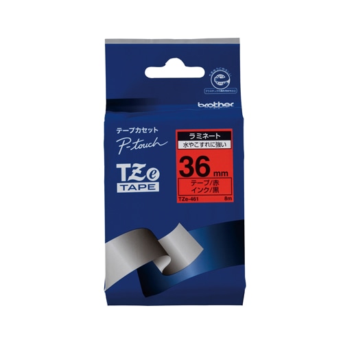 ブラザー 【ブラザー純正】ピータッチ ラミネートテープ TZe-461 幅36mm (黒文字/赤) TZe TAPE 赤 TZe-461 ［黒文字 /36mm幅］ TZE461 1個（ご注文単位1個）【直送品】