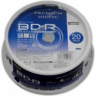 【直送品】ＨＩＤＩＳＣ 録画用BD-R PREMIUM HIDISC ホワイト HDVBR25RP20SP ［20枚 /25GB /インクジェットプリンター対応］ HDVBR25RP20SP 1個（ご注文単位1個）