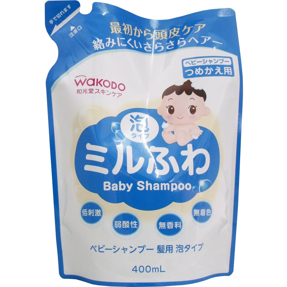 >アサヒグループ食品　ミルふわ ベビーシャンプー 髪用W 泡タイプ 詰替用 400mL　1個（ご注文単位1個）【直送品】