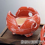 ヤマコー 赤楽　割山椒型コンロ　火皿付  21510 1個（ご注文単位1個）【直送品】