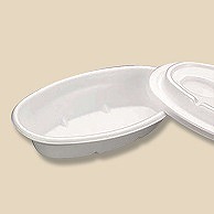 >【直送品】 デンカポリマー 発泡カレー皿　身・フタセット  G－320　セット 50枚/袋（ご注文単位10袋）