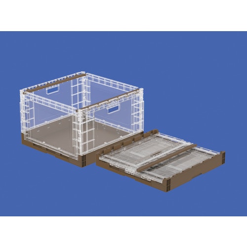 >トラスコ中山 サンコー 折りたたみコンテナー 561510 オリコンEP89B 透明／ブラウン 525-3328  (ご注文単位1個) 【直送品】