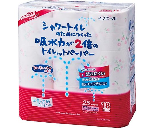 >エリエール（大王製紙） シャワートイレ フラワー ダブル25m 18R 1パック（18個入）　823293 1パック（ご注文単位1パック）【直送品】