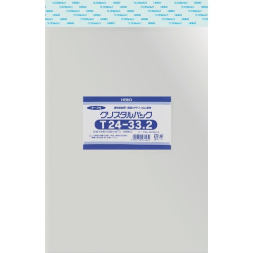 【直送品】トラスコ中山 ＨＥＩＫＯ ＯＰＰ袋 テープ付き クリスタルパック Ｔ24-33.2 100枚入り（ご注文単位1袋）