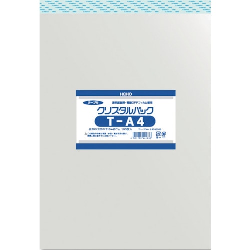 【直送品】トラスコ中山 ＨＥＩＫＯ ＯＰＰ袋 テープ付き クリスタルパック Ｔ-Ａ4 100枚入り（ご注文単位1袋）