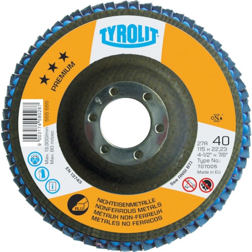 >トラスコ中山 TYROLIT フラップディスク アルミ向け 125mm ＃60 766-6110  (ご注文単位1枚) 【直送品】