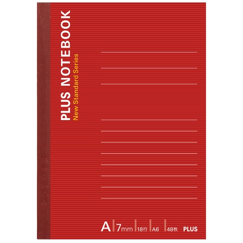 プラス PLUS ノート ノートブック 5号 A6 A罫 レッド 48枚 NO-405AS 76-719 1冊（ご注文単位1冊）【直送品】