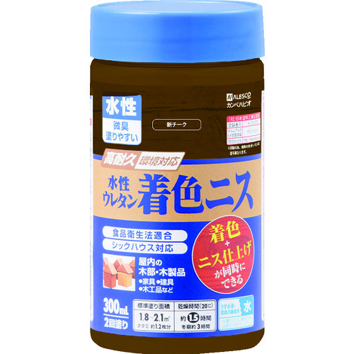 >トラスコ中山 KANSAI 水性ウレタン着色ニス 300ml 新チーク（ご注文単位1個）【直送品】