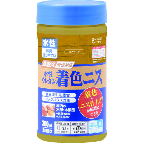 >トラスコ中山 KANSAI 水性ウレタン着色ニス 300ml 新メープル（ご注文単位1個）【直送品】