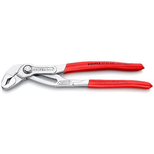 >トラスコ中山 KNIPEX ウォーターポンププライヤー コブラ ソフトプラスチックハンドル 250mm　471-6019（ご注文単位1個）【直送品】