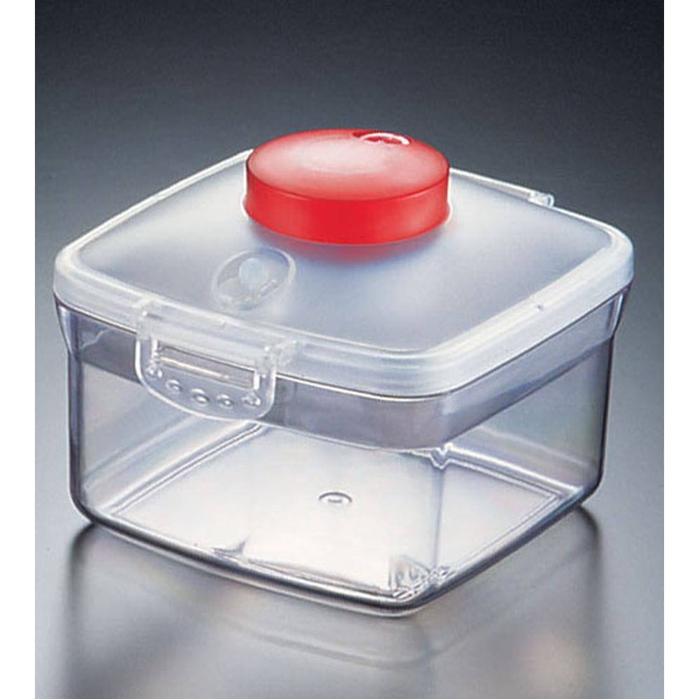 プッシュ式バキュームコンテナー　正方形 ＮＶＭＱ０７　小　レッド 1箱（ご注文単位1箱）【直送品】