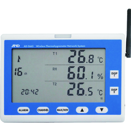 トラスコ中山 A＆D ワイヤレス温湿度計（表示機） AD5665 818-5279  (ご注文単位1台) 【直送品】