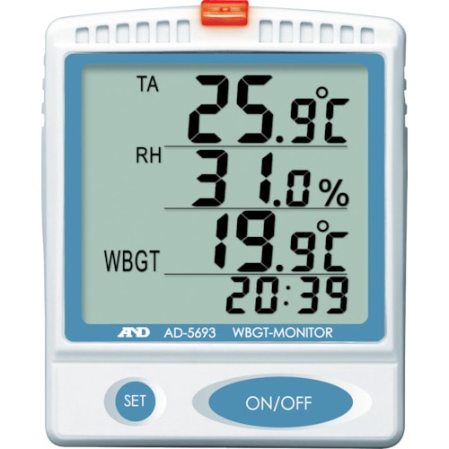 >トラスコ中山 A＆D 壁掛・卓上型熱中症指数モニター（ご注文単位1個）【直送品】