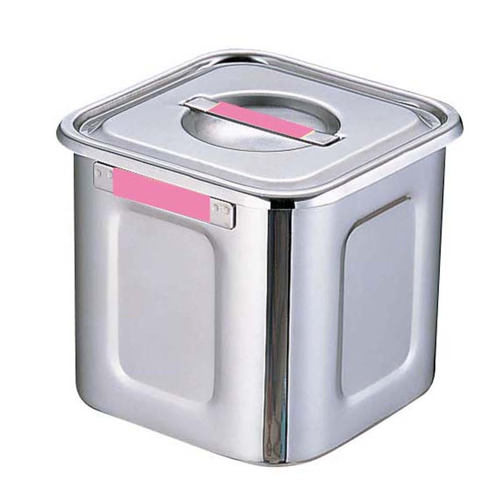 >【直送品】１８－８カラープレート付角キッチンポット １２cm　　　ピンク 1箱（ご注文単位1箱）