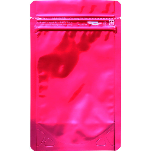 トラスコ中山 セイニチ 「ラミジップ」 アルミカラースタンドタイプ 赤 130×100＋30 (50枚入)（ご注文単位1袋）【直送品】