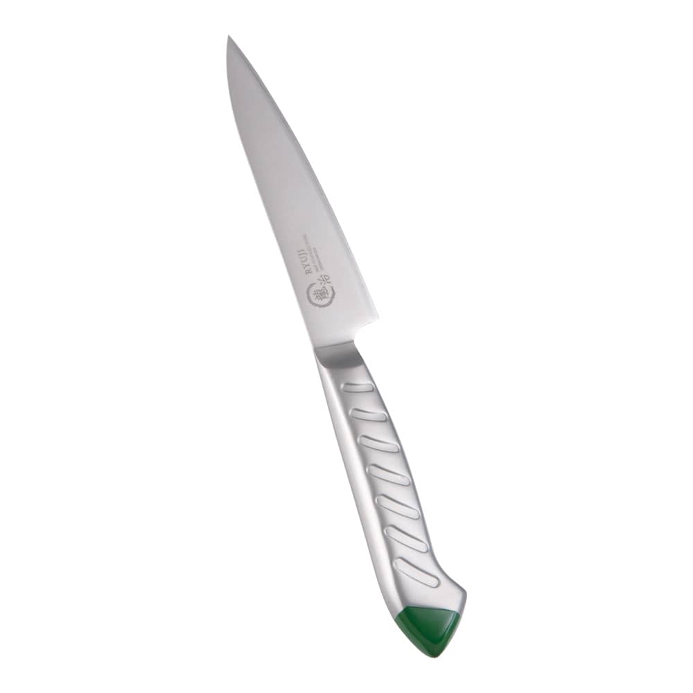 【直送品】龍治　ステンカラー　ペティーナイフ １２．５cm　グリーン 1箱（ご注文単位1箱）