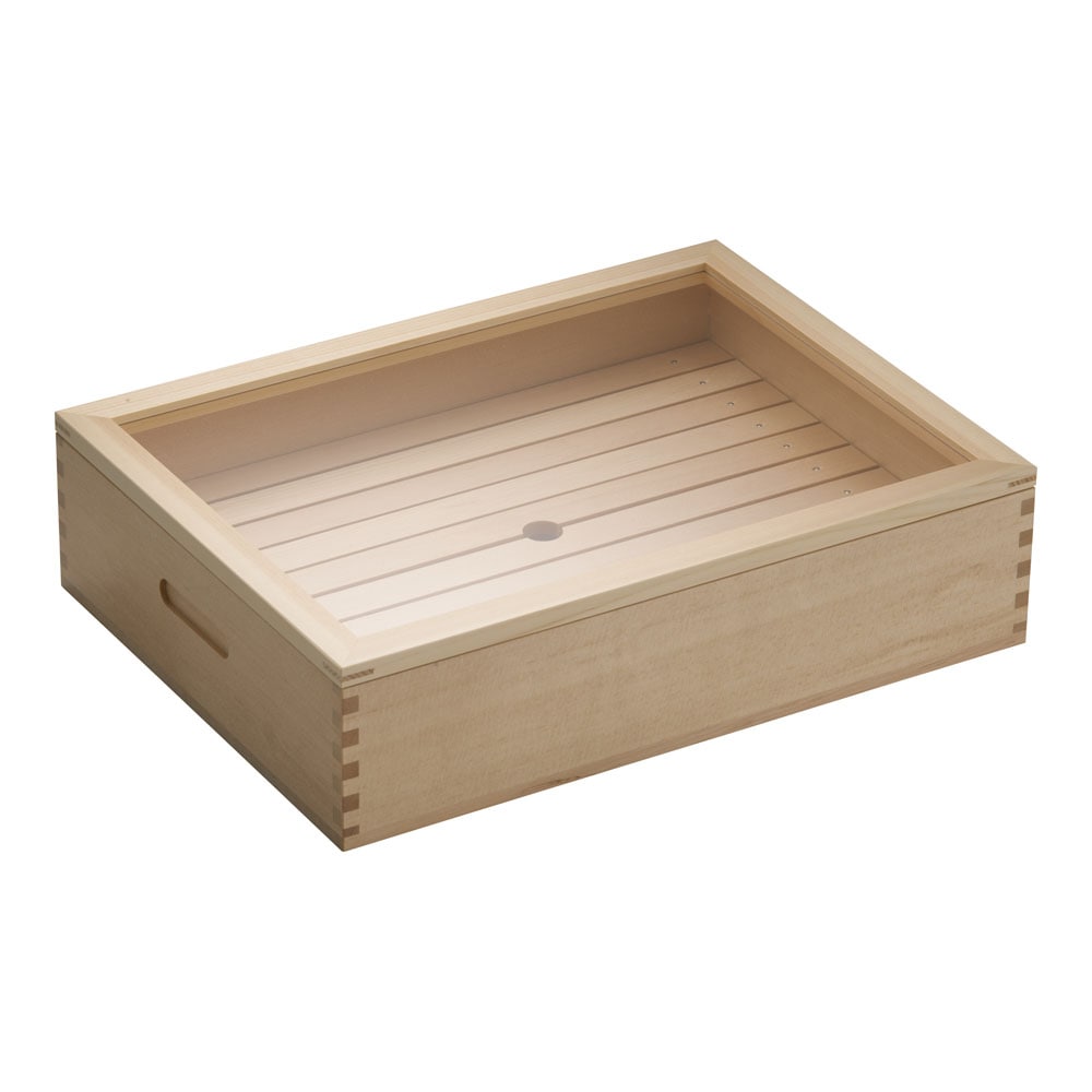 木製　ネタ箱　目皿・アクリル蓋付 大 1箱（ご注文単位1箱）【直送品】