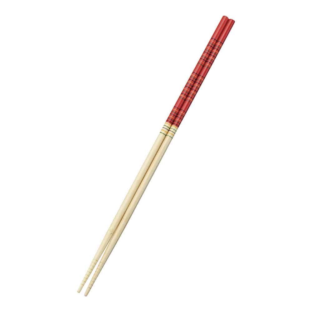 竹製　歌舞伎菜箸　赤 ３９cm 1袋（ご注文単位1袋）【直送品】