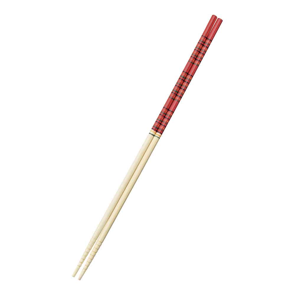 竹製　歌舞伎菜箸　赤 ３３cm 1袋（ご注文単位1袋）【直送品】