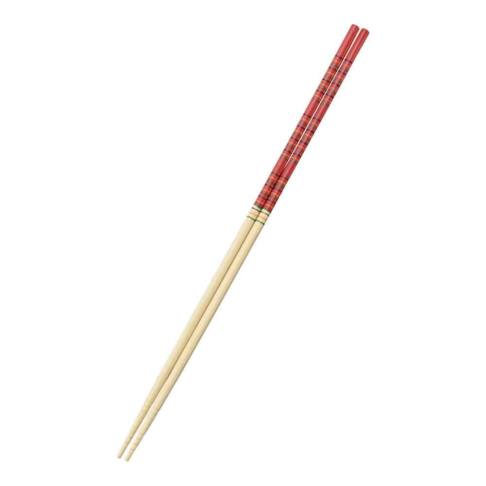 竹製　歌舞伎菜箸　赤 ３６cm 1袋（ご注文単位1袋）【直送品】