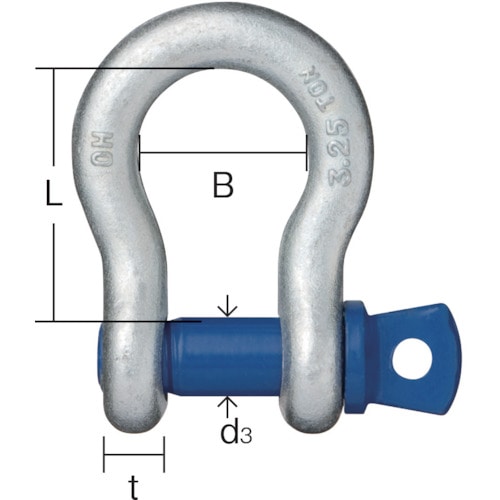 >トラスコ中山 OH 鍛造シャックル弓型 使用荷重3.25t（ご注文単位1個）【直送品】