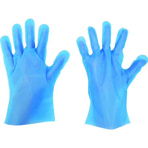 トラスコ中山 東京パック 使い捨て手袋 Ｓ-ＨＹＢＲＩＤグローブ五本絞り Ｍ ブルー（ご注文単位1箱）【直送品】