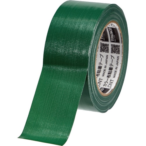 >【直送品】トラスコ中山 ＴＲＵＳＣＯ カラー布粘着テープ 幅50mm長さ25ｍ グリーン（ご注文単位1巻）