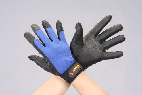 >【直送品】エスコ EA353BG-76[Ｍ]手袋(ポリウレタン/黒・青) 1個（ご注文単位1個）