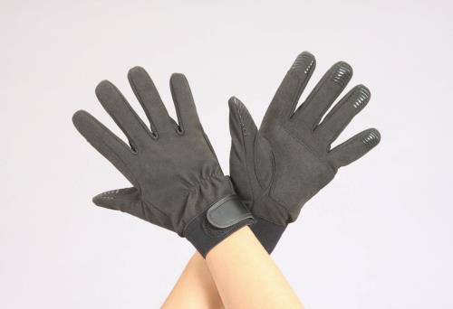 【直送品】エスコ EA353BJ-76[Ｍ]手袋(指先すべり止付・合成皮革/黒) 1個（ご注文単位1個）