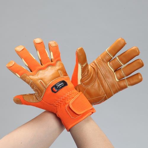【直送品】エスコ EA353CB-21[Ｍ]手袋(レスキュー/耐熱・防火・防水/オレンジ) 1個（ご注文単位1個）