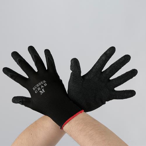 >【直送品】エスコ EA354AC-91[Ｓ]手袋(ポリエステル・天然ゴムコート/黒/5双) 1個（ご注文単位1個）